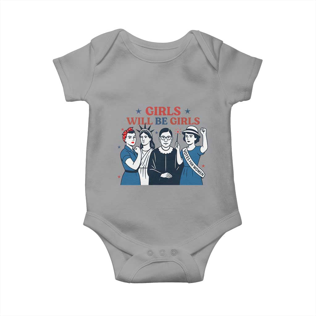 Patriotic Feminist Empowerment Baby Onesie Girl Will Be Girls Womens Rights 4th of July