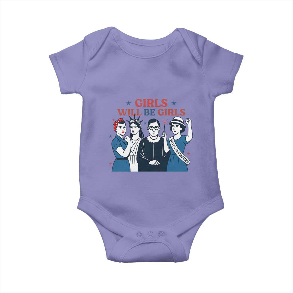 Patriotic Feminist Empowerment Baby Onesie Girl Will Be Girls Womens Rights 4th of July