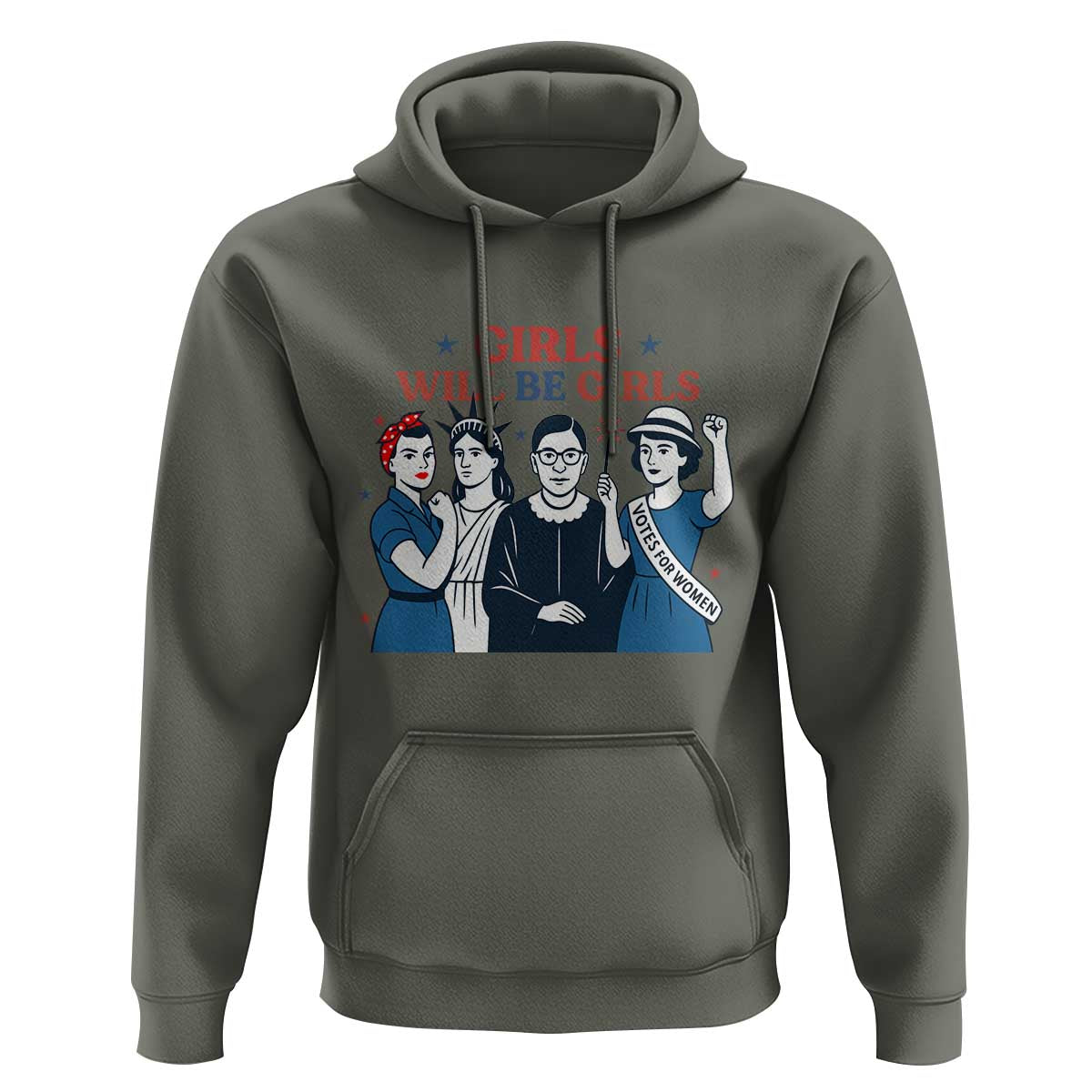 Patriotic Feminist Empowerment Hoodie Girl Will Be Girls Womens Rights 4th of July
