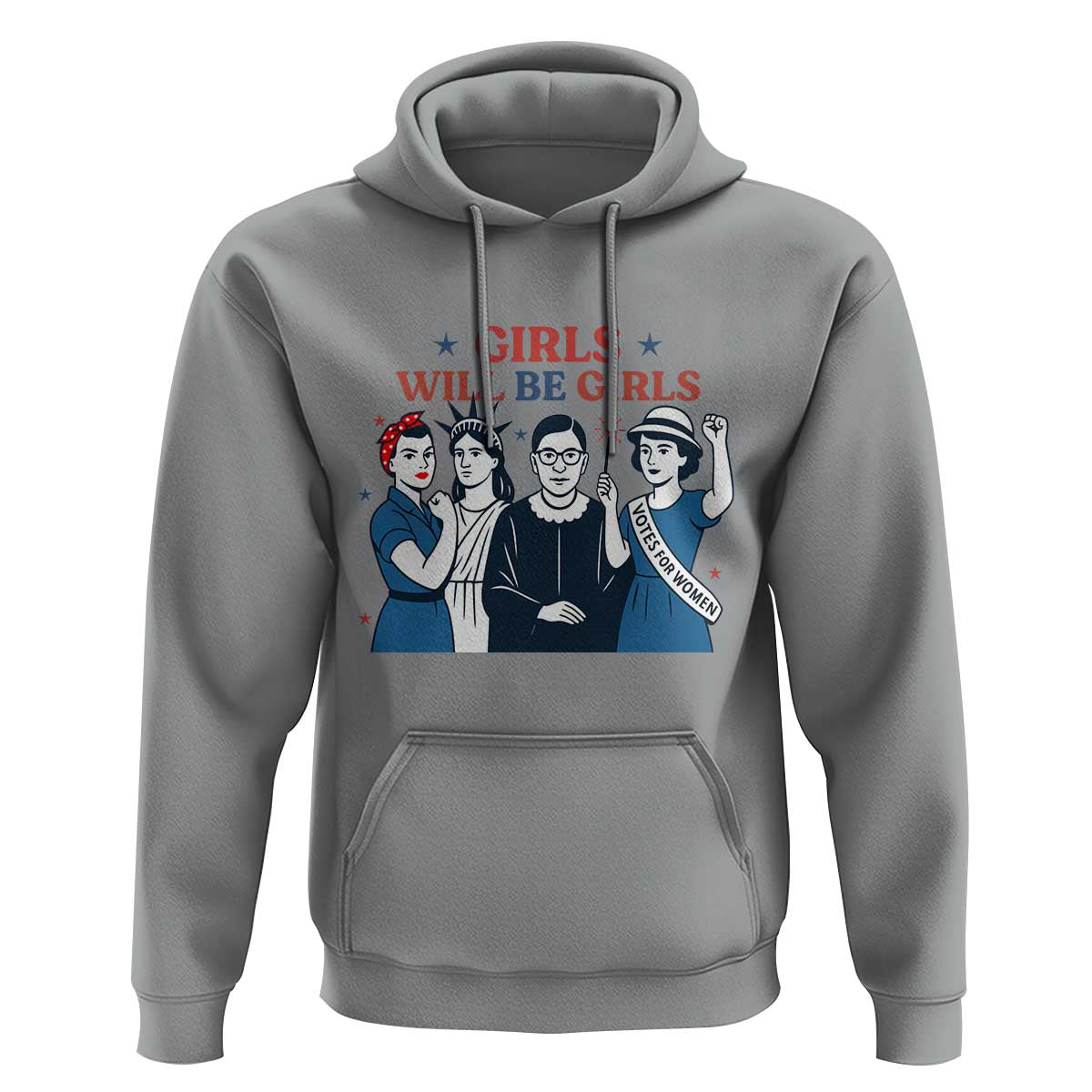 Patriotic Feminist Empowerment Hoodie Girl Will Be Girls Womens Rights 4th of July
