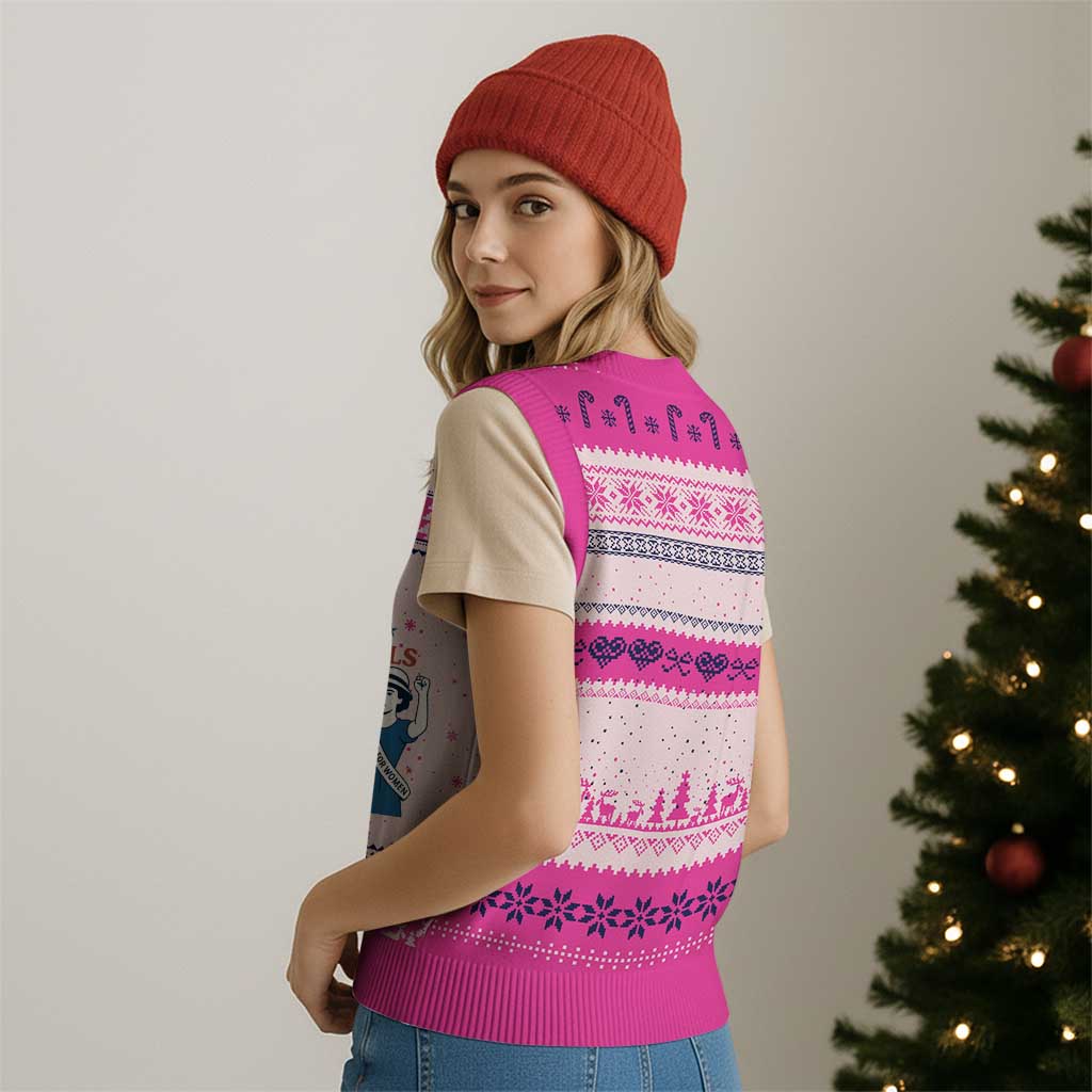 Patriotic Feminist Empowerment V-Neck Knit Sweater Vest Girl Will Be Girls Womens Rights 4th of July - Wonder Print Shop