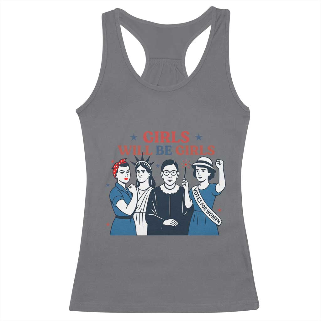 Patriotic Feminist Empowerment Racerback Tank Top Girl Will Be Girls Womens Rights 4th of July