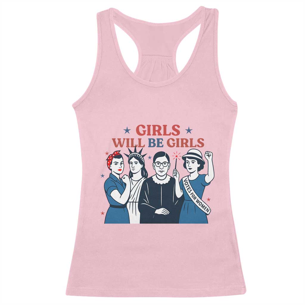Patriotic Feminist Empowerment Racerback Tank Top Girl Will Be Girls Womens Rights 4th of July