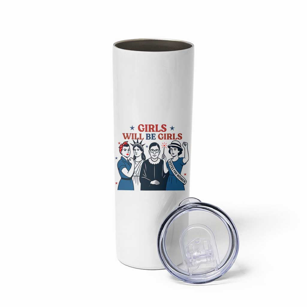 Patriotic Feminist Empowerment Skinny Tumbler Girl Will Be Girls Womens Rights 4th of July
