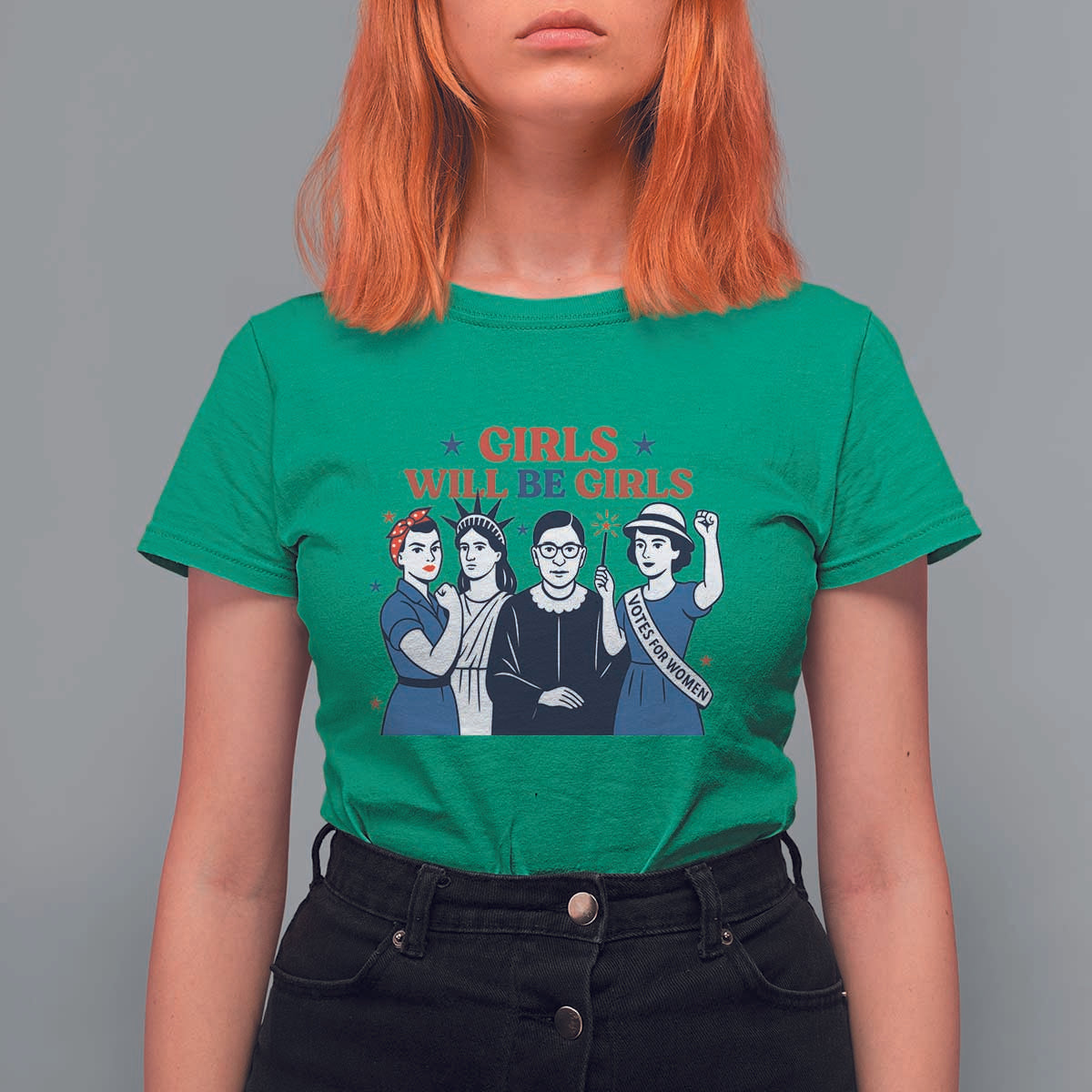 Patriotic Feminist Empowerment T Shirt For Women Girl Will Be Girls Womens Rights 4th of July