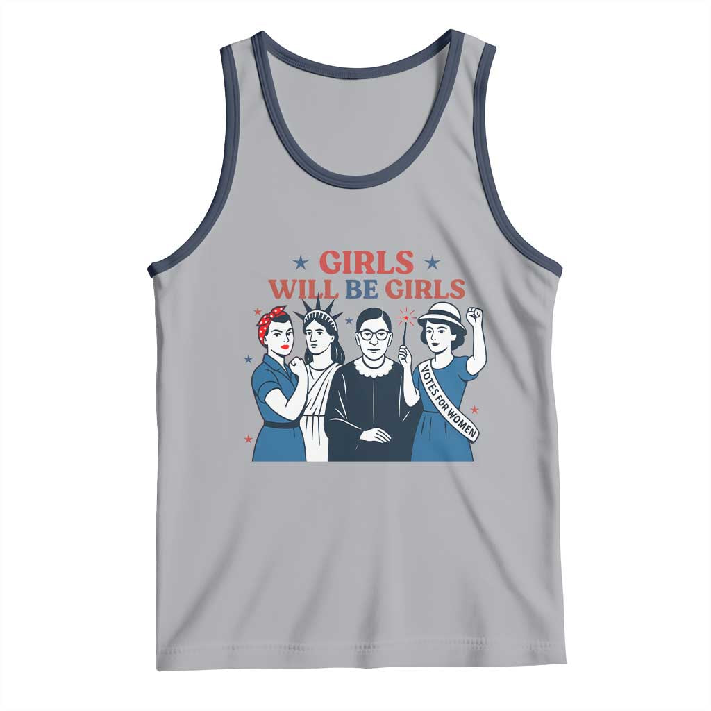 Patriotic Feminist Empowerment Tank Top Girl Will Be Girls Womens Rights 4th of July