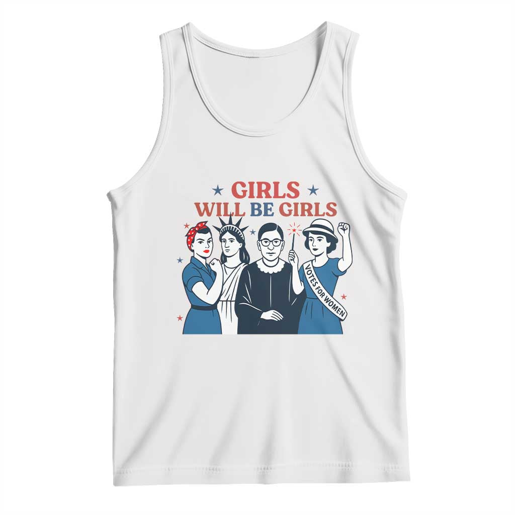 Patriotic Feminist Empowerment Tank Top Girl Will Be Girls Womens Rights 4th of July
