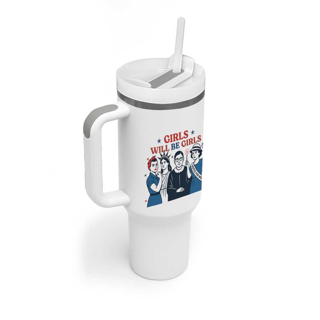 Patriotic Feminist Empowerment Tumbler With Handle Girl Will Be Girls Womens Rights 4th of July
