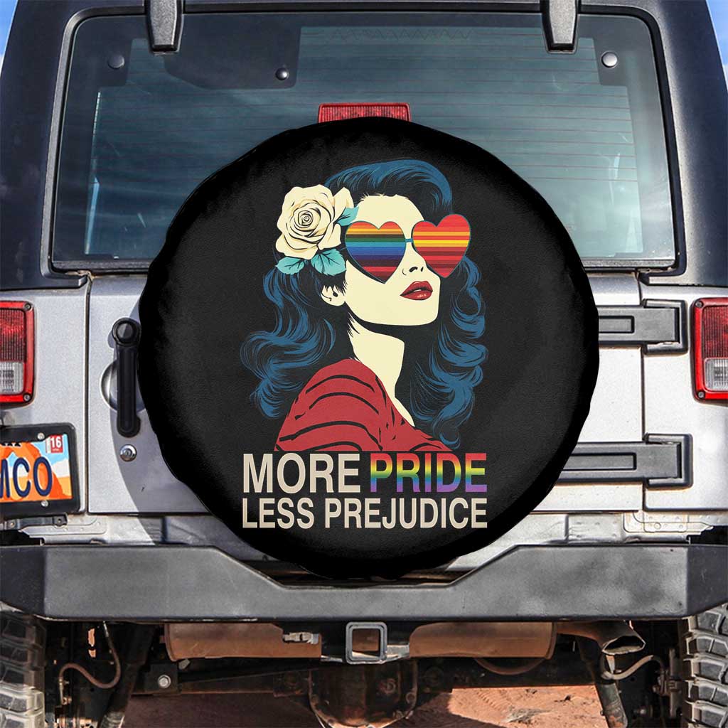 More Pride Less Prejudice Spare Tire Cover Retro Pride Month LGBTQ Feminist - Wonder Print Shop