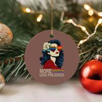 More Pride Less Prejudice Ceramic Ornament Retro Pride Month LGBTQ Feminist - Wonder Print Shop