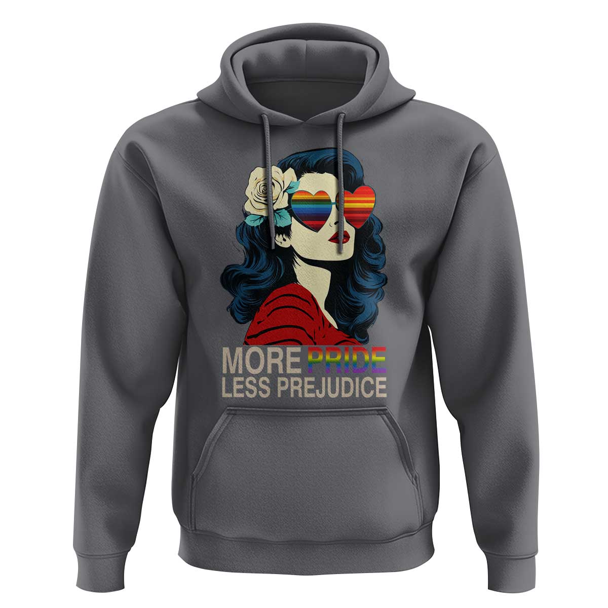 More Pride Less Prejudice Hoodie Retro Pride Month LGBTQ Feminist - Wonder Print Shop