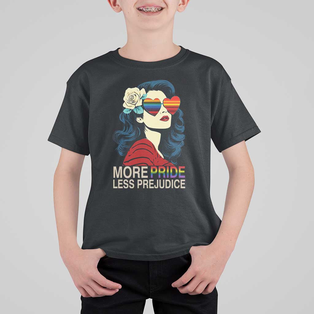 More Pride Less Prejudice T Shirt For Kid Retro Pride Month LGBTQ Feminist - Wonder Print Shop