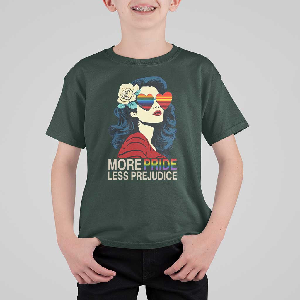 More Pride Less Prejudice T Shirt For Kid Retro Pride Month LGBTQ Feminist - Wonder Print Shop
