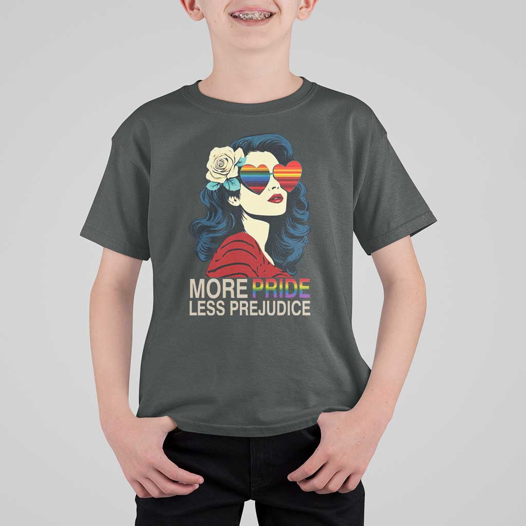 More Pride Less Prejudice T Shirt For Kid Retro Pride Month LGBTQ Feminist - Wonder Print Shop