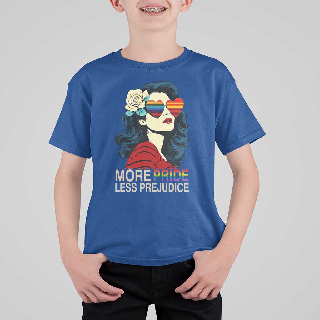 More Pride Less Prejudice T Shirt For Kid Retro Pride Month LGBTQ Feminist - Wonder Print Shop