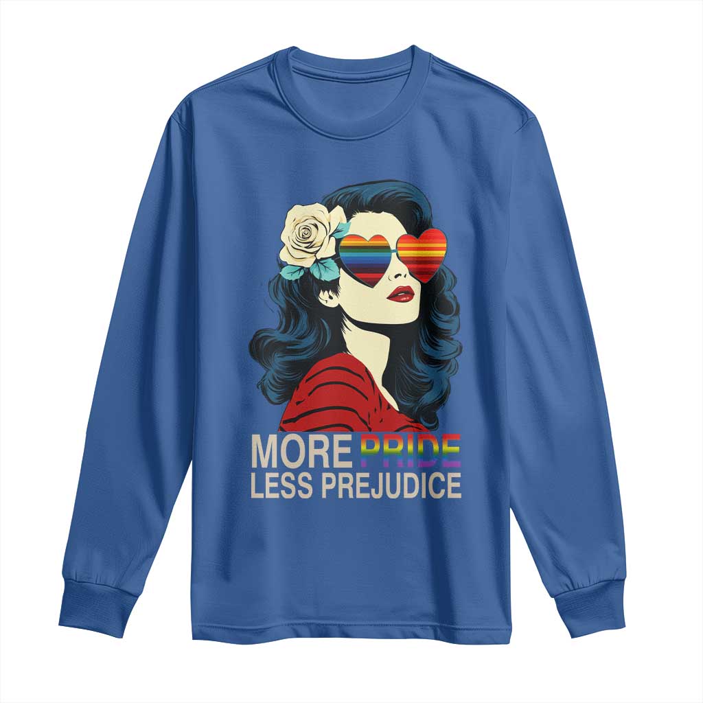 More Pride Less Prejudice Long Sleeve Shirt Retro Pride Month LGBTQ Feminist - Wonder Print Shop