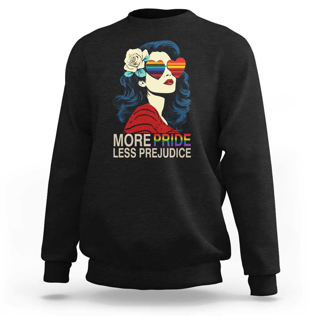 More Pride Less Prejudice Sweatshirt Retro Pride Month LGBTQ Feminist - Wonder Print Shop