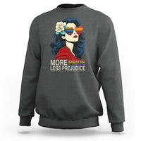 More Pride Less Prejudice Sweatshirt Retro Pride Month LGBTQ Feminist - Wonder Print Shop