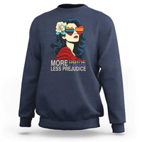 More Pride Less Prejudice Sweatshirt Retro Pride Month LGBTQ Feminist - Wonder Print Shop