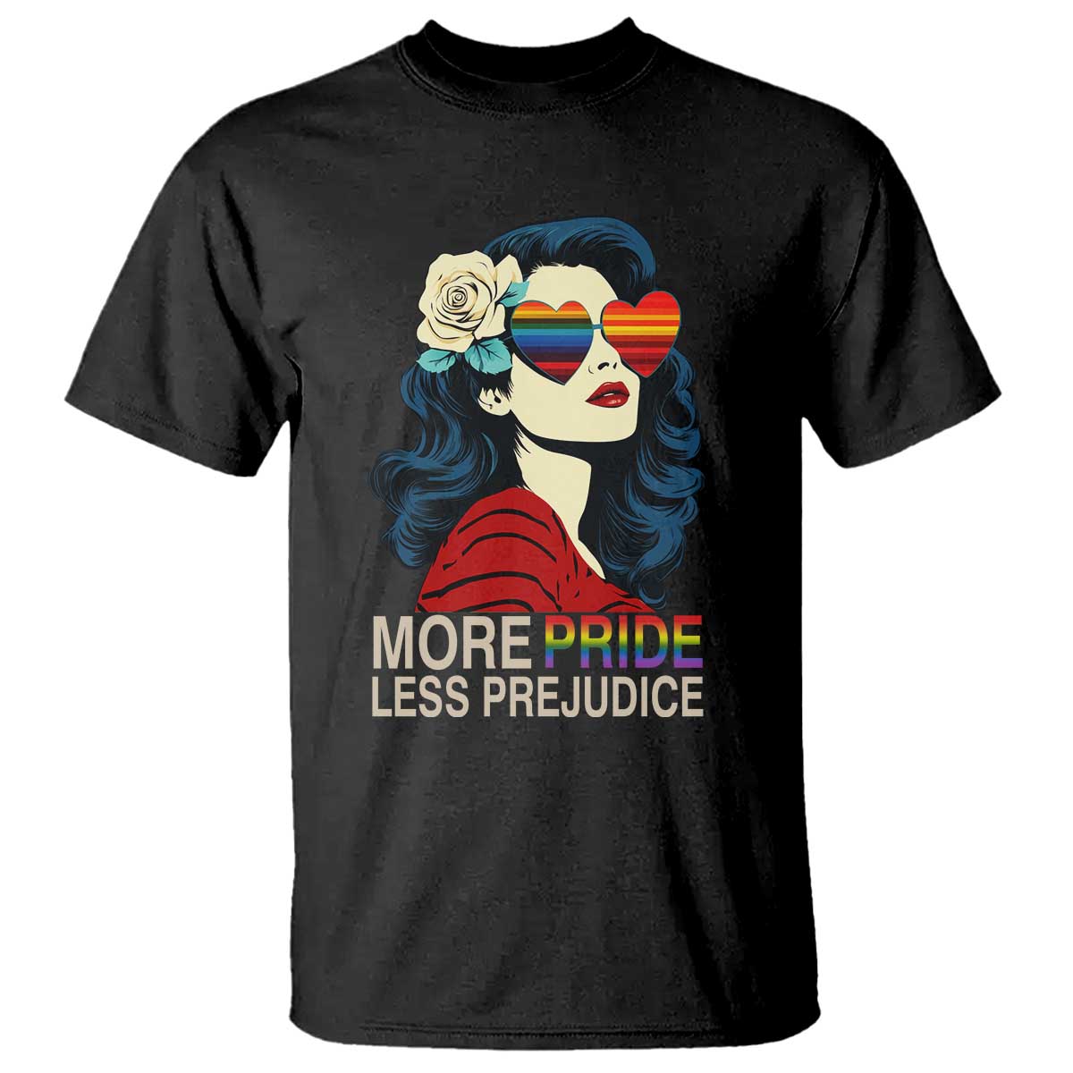 More Pride Less Prejudice T Shirt Retro Pride Month LGBTQ Feminist - Wonder Print Shop