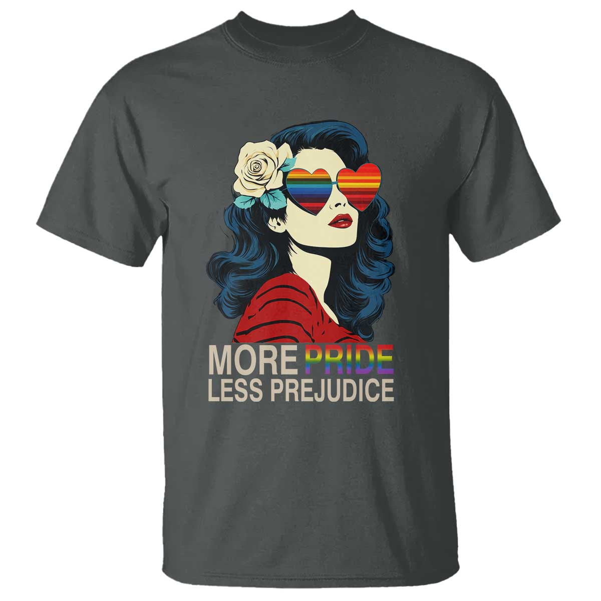 More Pride Less Prejudice T Shirt Retro Pride Month LGBTQ Feminist - Wonder Print Shop