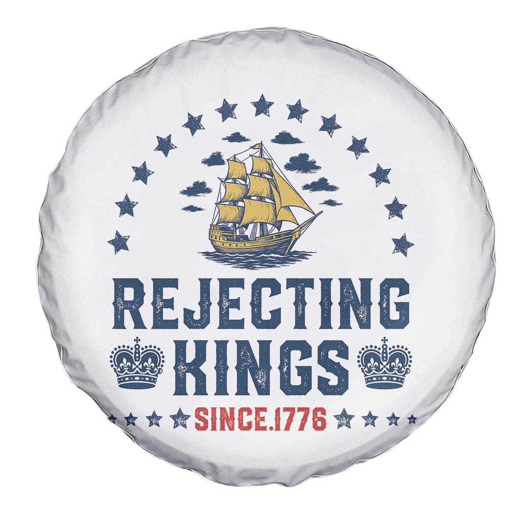 Rejecting Kings Since 1776 Spare Tire Cover Vintage Patriotic Ship No King In America