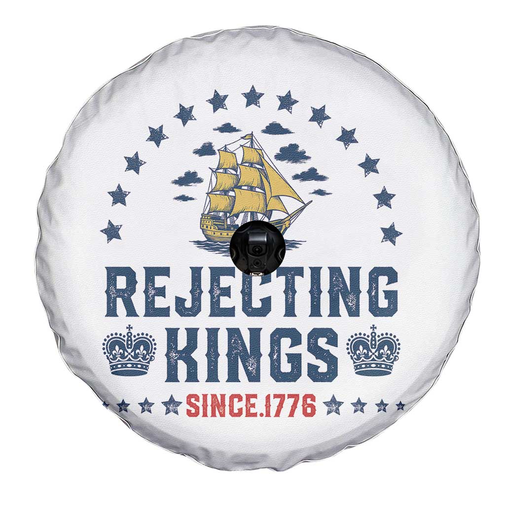 Rejecting Kings Since 1776 Spare Tire Cover Vintage Patriotic Ship No King In America