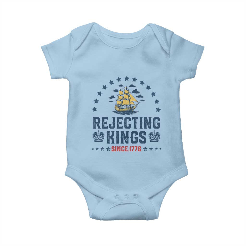 Rejecting Kings Since 1776 Baby Onesie Vintage Patriotic Ship No King In America