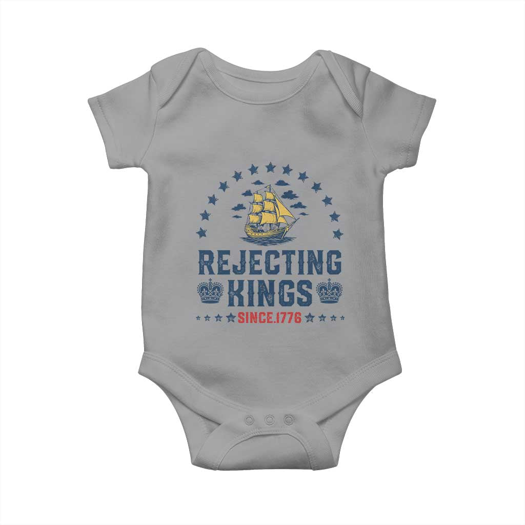 Rejecting Kings Since 1776 Baby Onesie Vintage Patriotic Ship No King In America