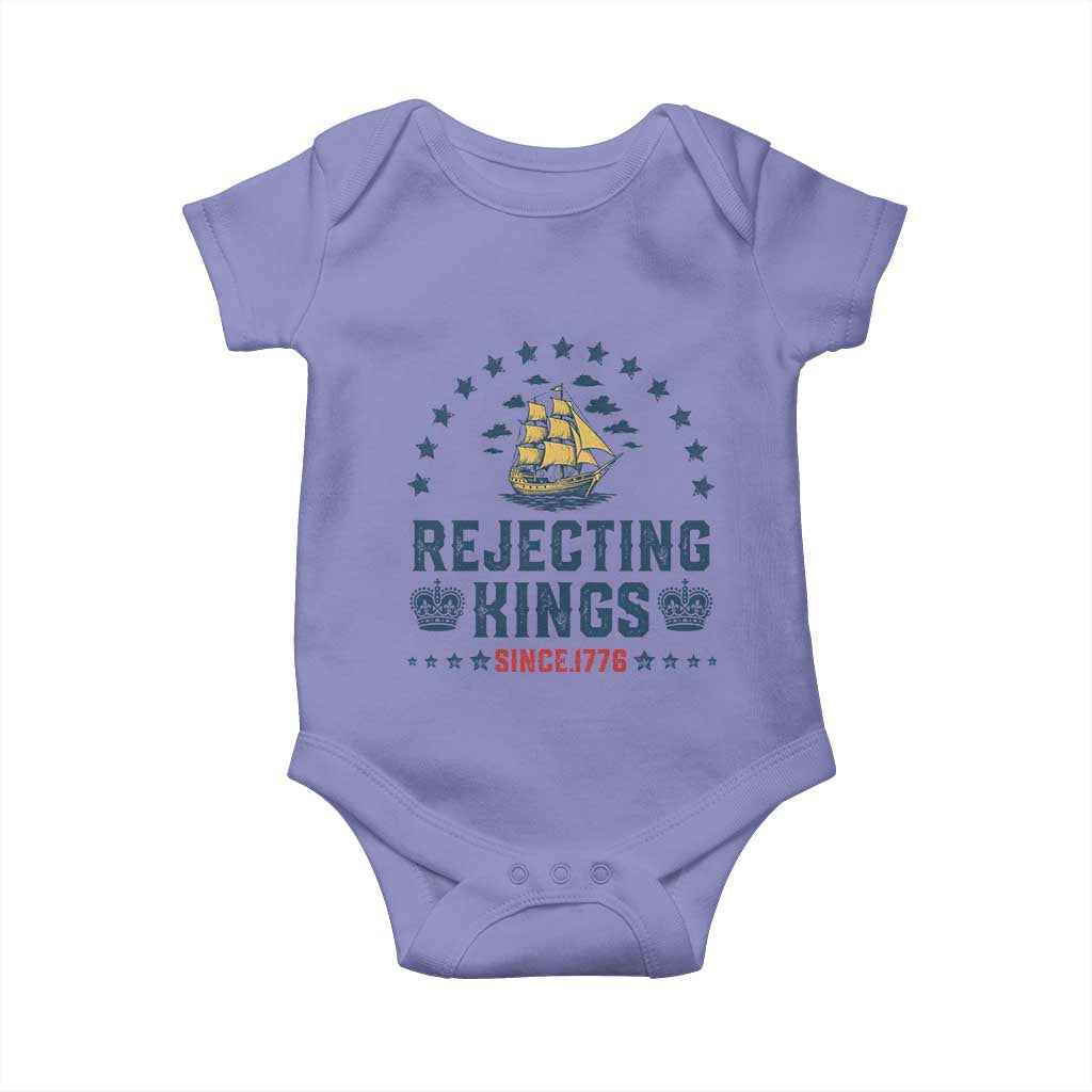 Rejecting Kings Since 1776 Baby Onesie Vintage Patriotic Ship No King In America
