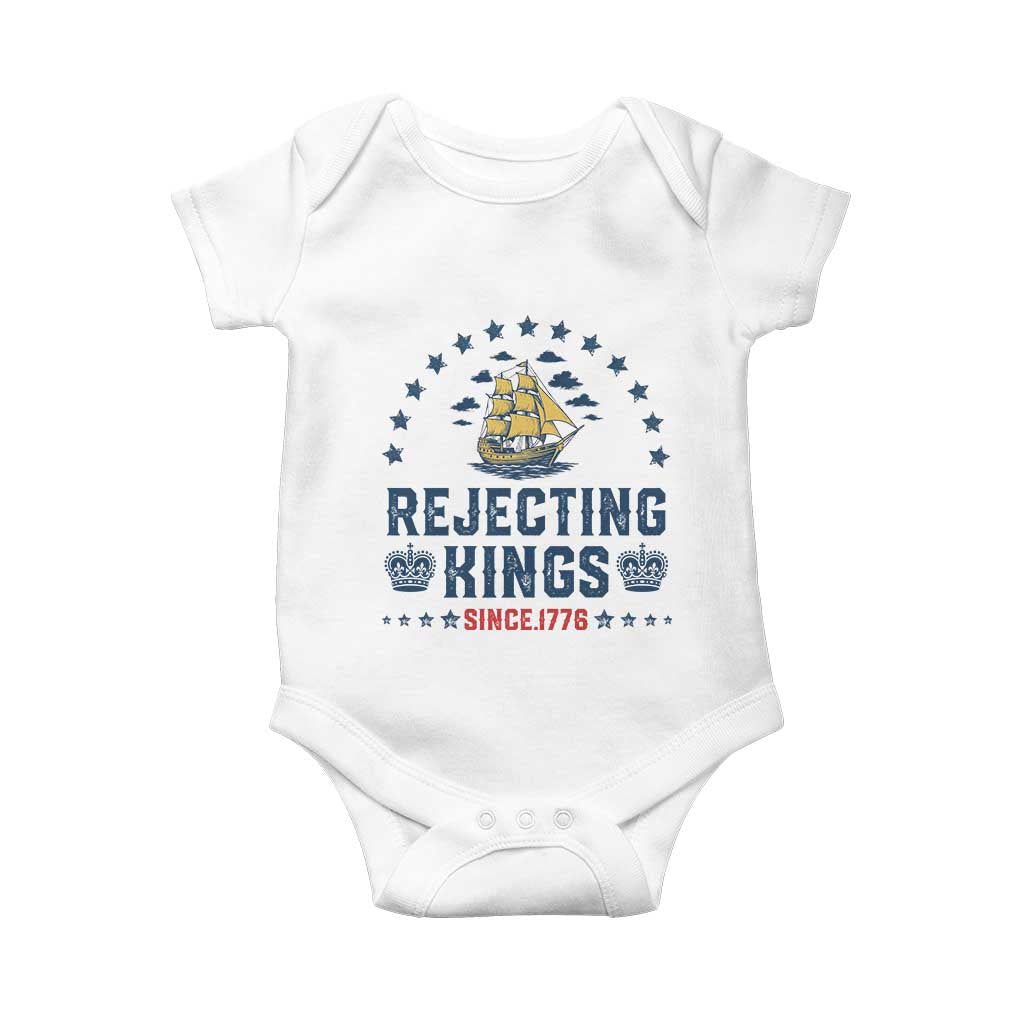Rejecting Kings Since 1776 Baby Onesie Vintage Patriotic Ship No King In America
