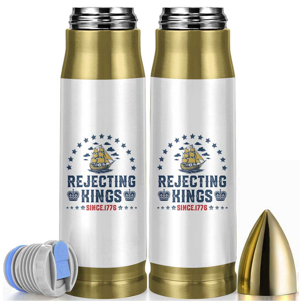Rejecting Kings Since 1776 Bullet Tumbler Vintage Patriotic Ship No King In America