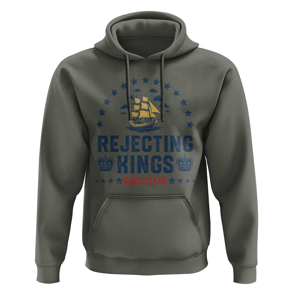 Rejecting Kings Since 1776 Hoodie Vintage Patriotic Ship No King In America