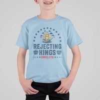 Rejecting Kings Since 1776 T Shirt For Kid Vintage Patriotic Ship No King In America