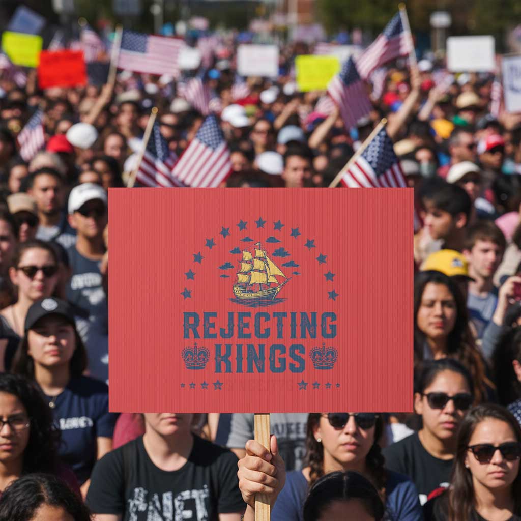 Rejecting Kings Since 1776 Protest Sign Vintage Patriotic Ship No King In America - Wonder Print Shop