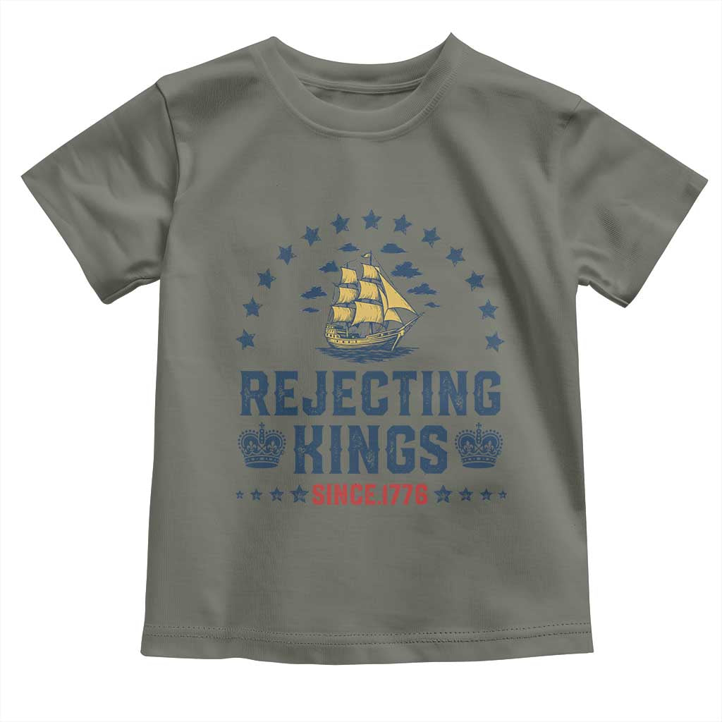 Rejecting Kings Since 1776 Toddler T Shirt Vintage Patriotic Ship No King In America