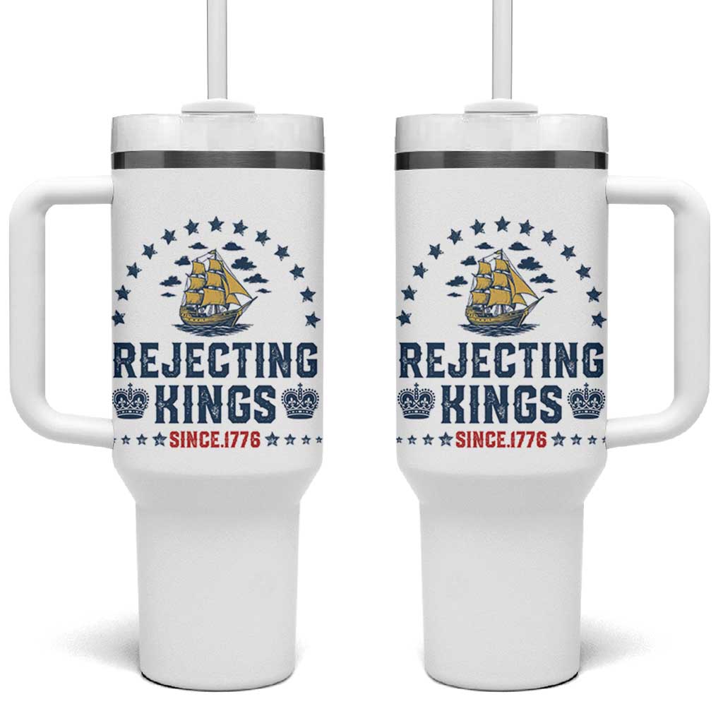 Rejecting Kings Since 1776 Tumbler With Handle Vintage Patriotic Ship No King In America