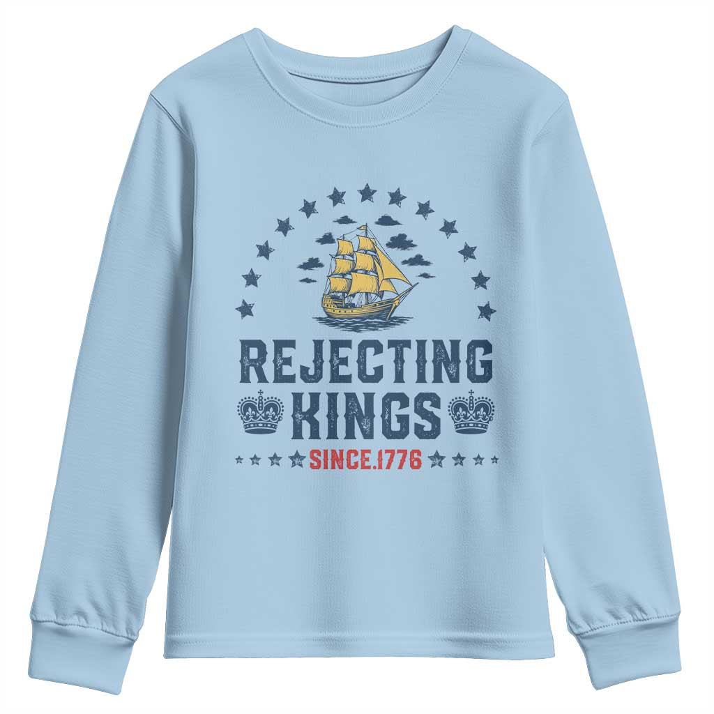 Rejecting Kings Since 1776 Youth Sweatshirt Vintage Patriotic Ship No King In America