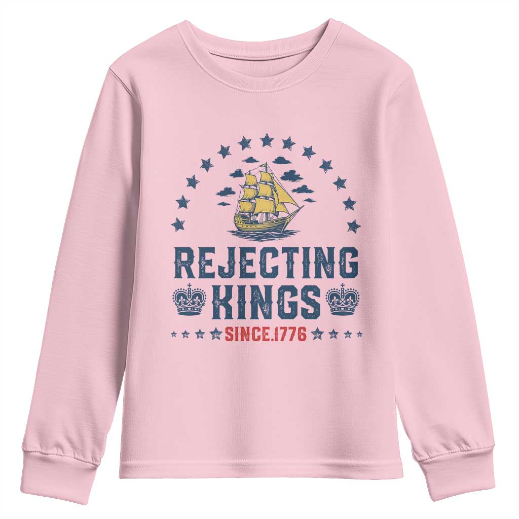 Rejecting Kings Since 1776 Youth Sweatshirt Vintage Patriotic Ship No King In America