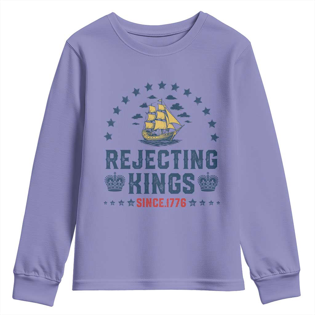Rejecting Kings Since 1776 Youth Sweatshirt Vintage Patriotic Ship No King In America