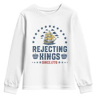 Rejecting Kings Since 1776 Youth Sweatshirt Vintage Patriotic Ship No King In America