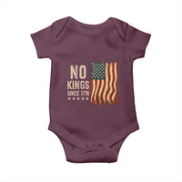 No Kings Since 1776 Baby Onesie Patriotic 4th Of July Distressed American Flag - Wonder Print Shop