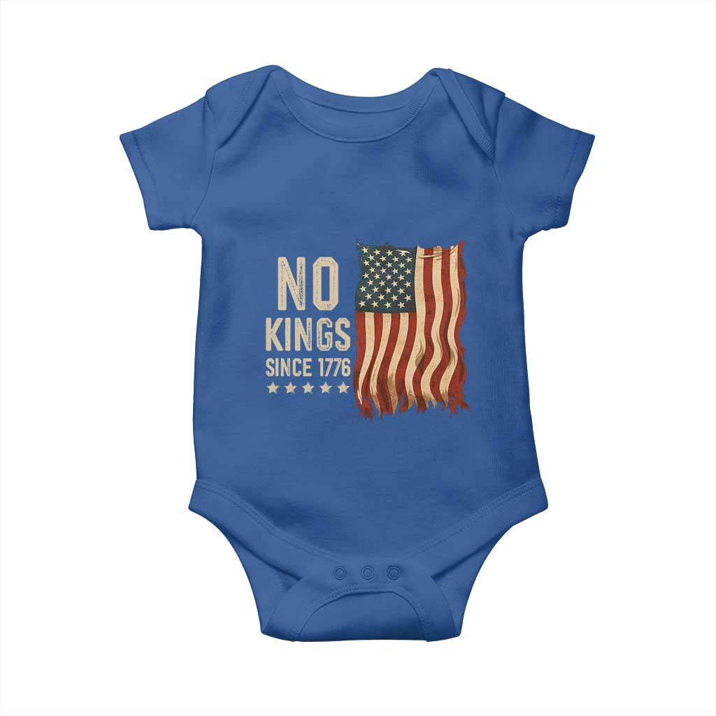 No Kings Since 1776 Baby Onesie Patriotic 4th Of July Distressed American Flag - Wonder Print Shop