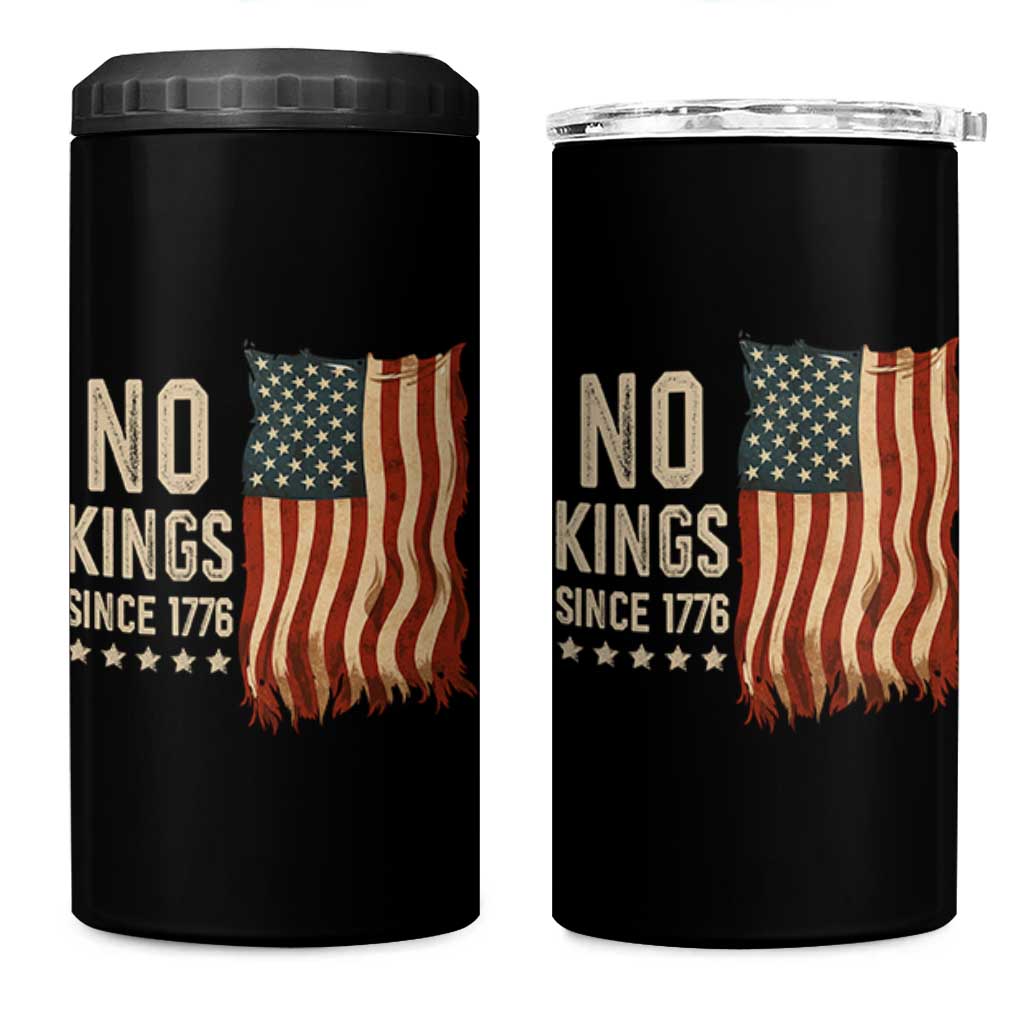 No Kings Since 1776 4 in 1 Can Cooler Tumbler Patriotic 4th Of July Distressed American Flag - Wonder Print Shop