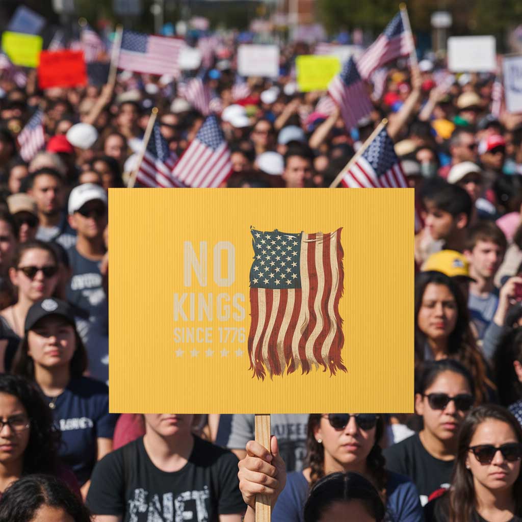 No Kings Since 1776 Protest Sign Patriotic 4th Of July Distressed American Flag - Wonder Print Shop