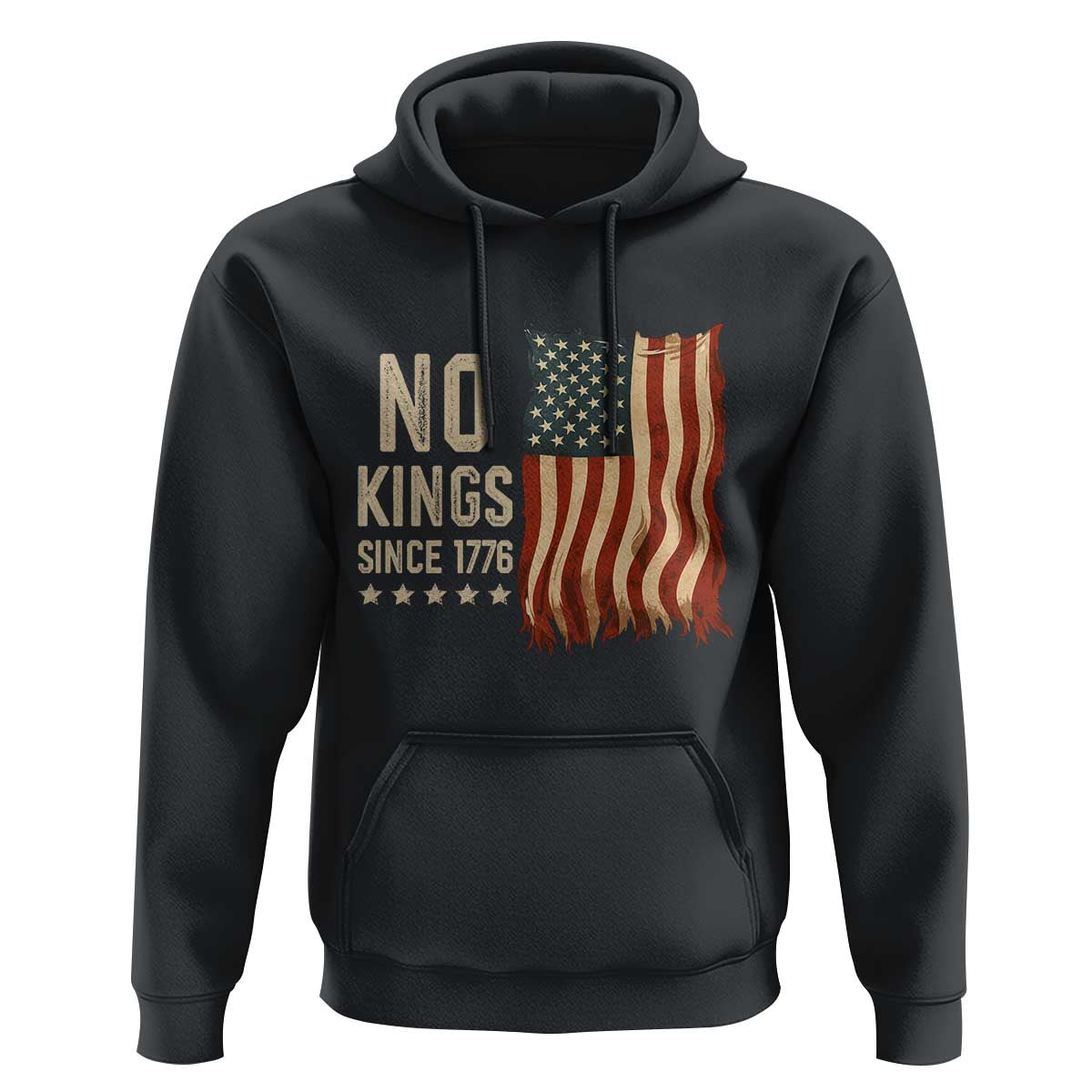 No Kings Since 1776 Hoodie Patriotic 4th Of July Distressed American Flag - Wonder Print Shop