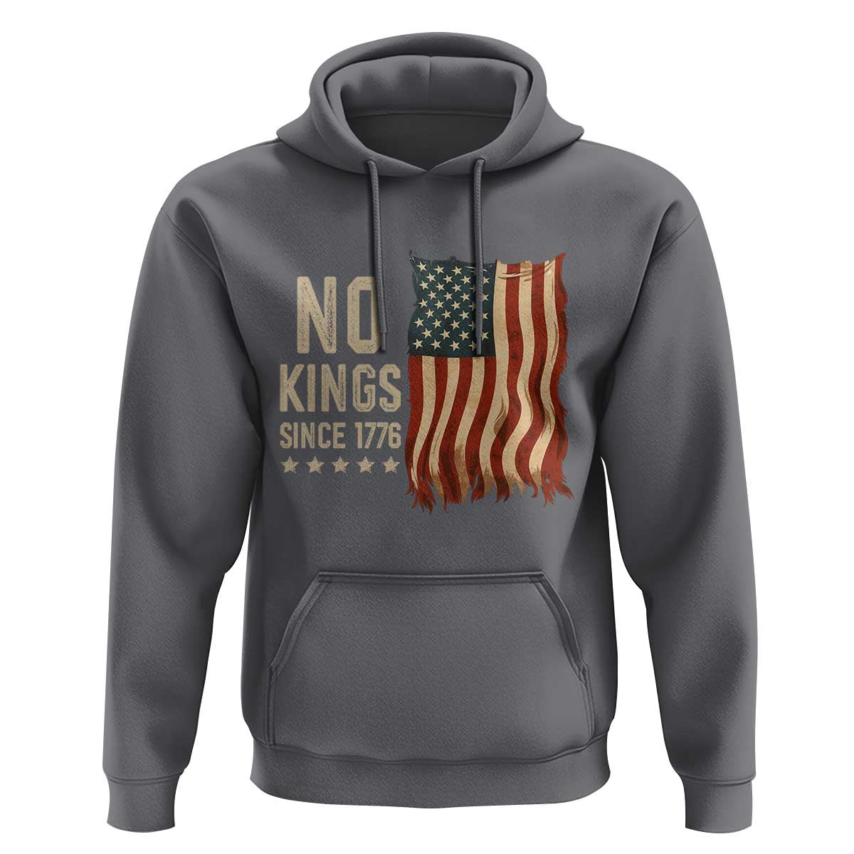 No Kings Since 1776 Hoodie Patriotic 4th Of July Distressed American Flag - Wonder Print Shop