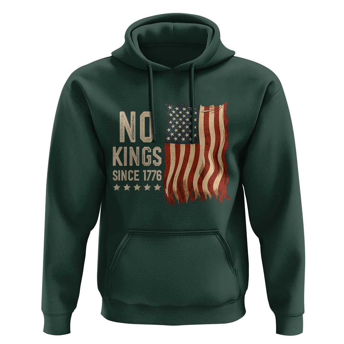 No Kings Since 1776 Hoodie Patriotic 4th Of July Distressed American Flag - Wonder Print Shop