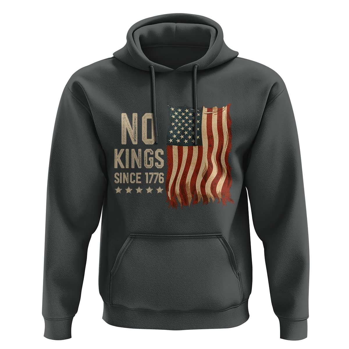 No Kings Since 1776 Hoodie Patriotic 4th Of July Distressed American Flag - Wonder Print Shop