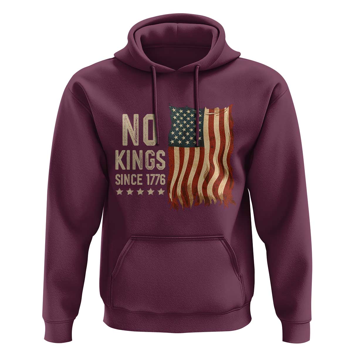 No Kings Since 1776 Hoodie Patriotic 4th Of July Distressed American Flag - Wonder Print Shop